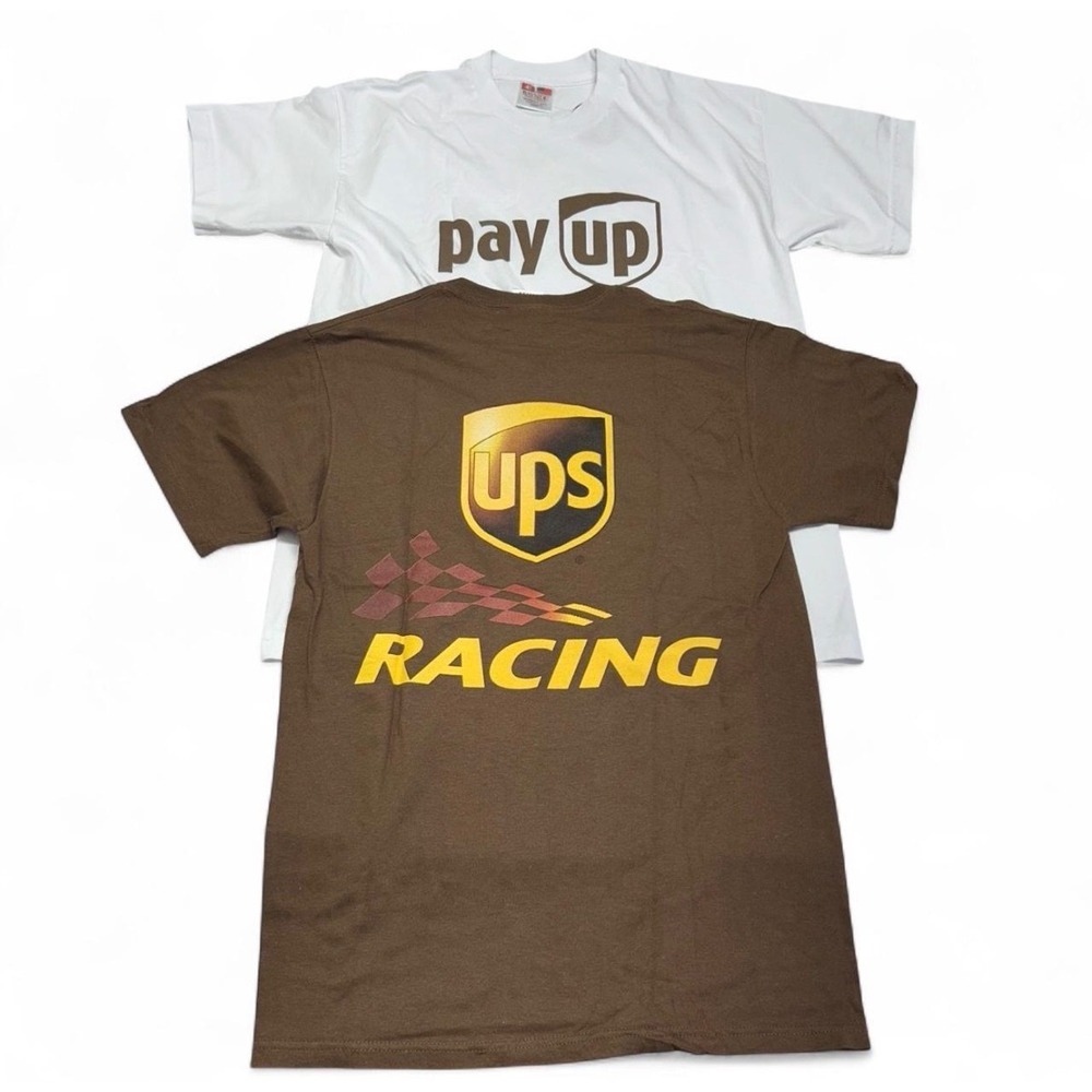 UPS Racing & Teamsters Pay Up Graphic T-Shirt Bundle Mens Large Brown White